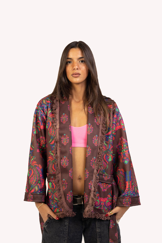Wine And Ginger Belted Jacket