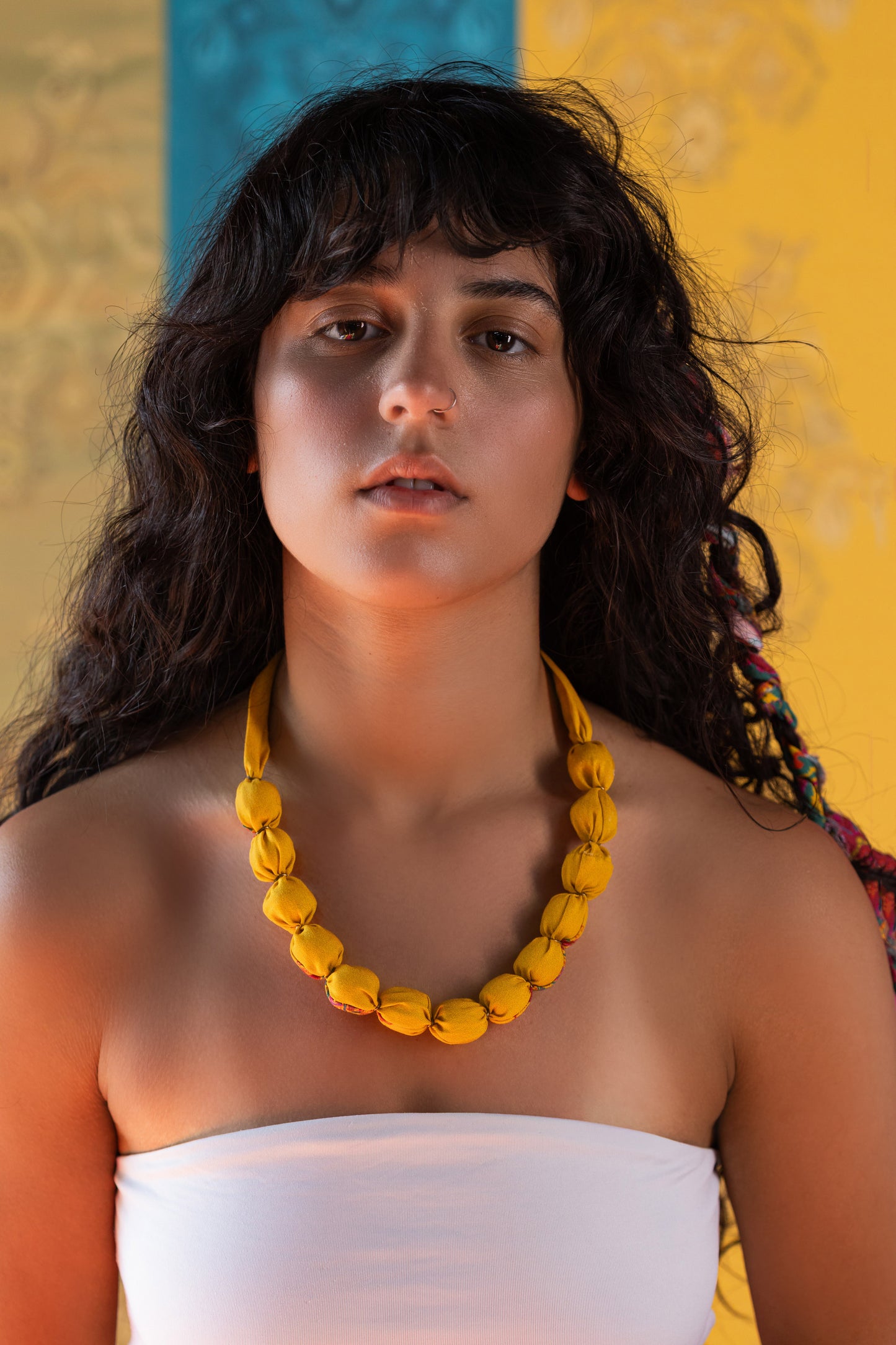 Miel Fabric Beaded Knotted Necklace
