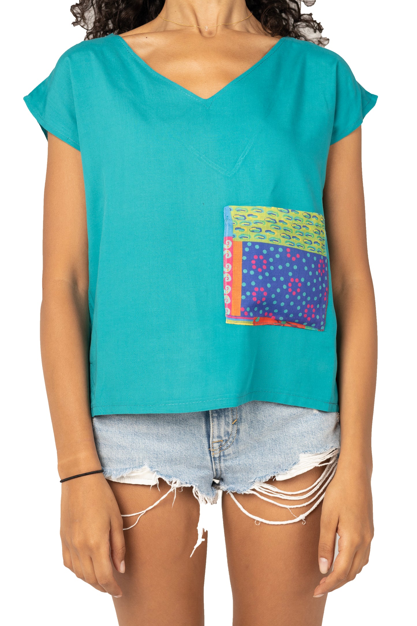 Turquoise Plain Blouse
