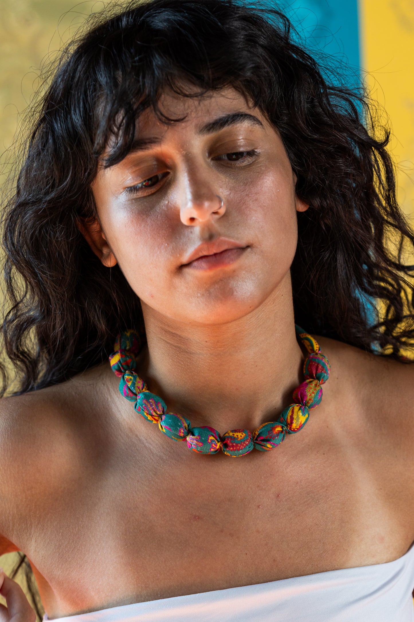 Ciel Fabric Beaded Necklace