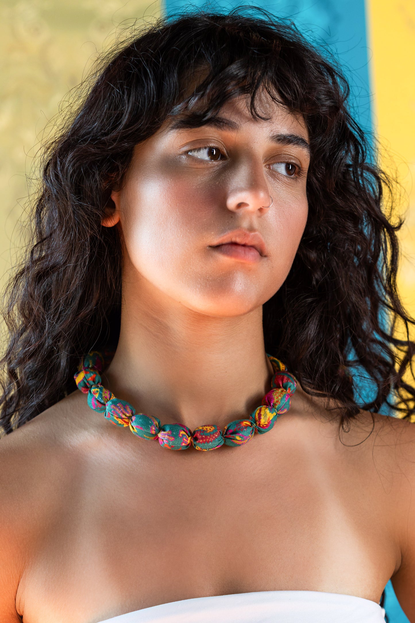 Ciel Fabric Beaded Necklace