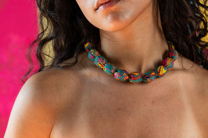 Ciel Fabric Beaded Necklace