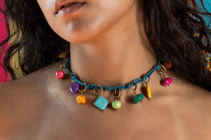 Turquoise Sandy Ocean Cord Necklace