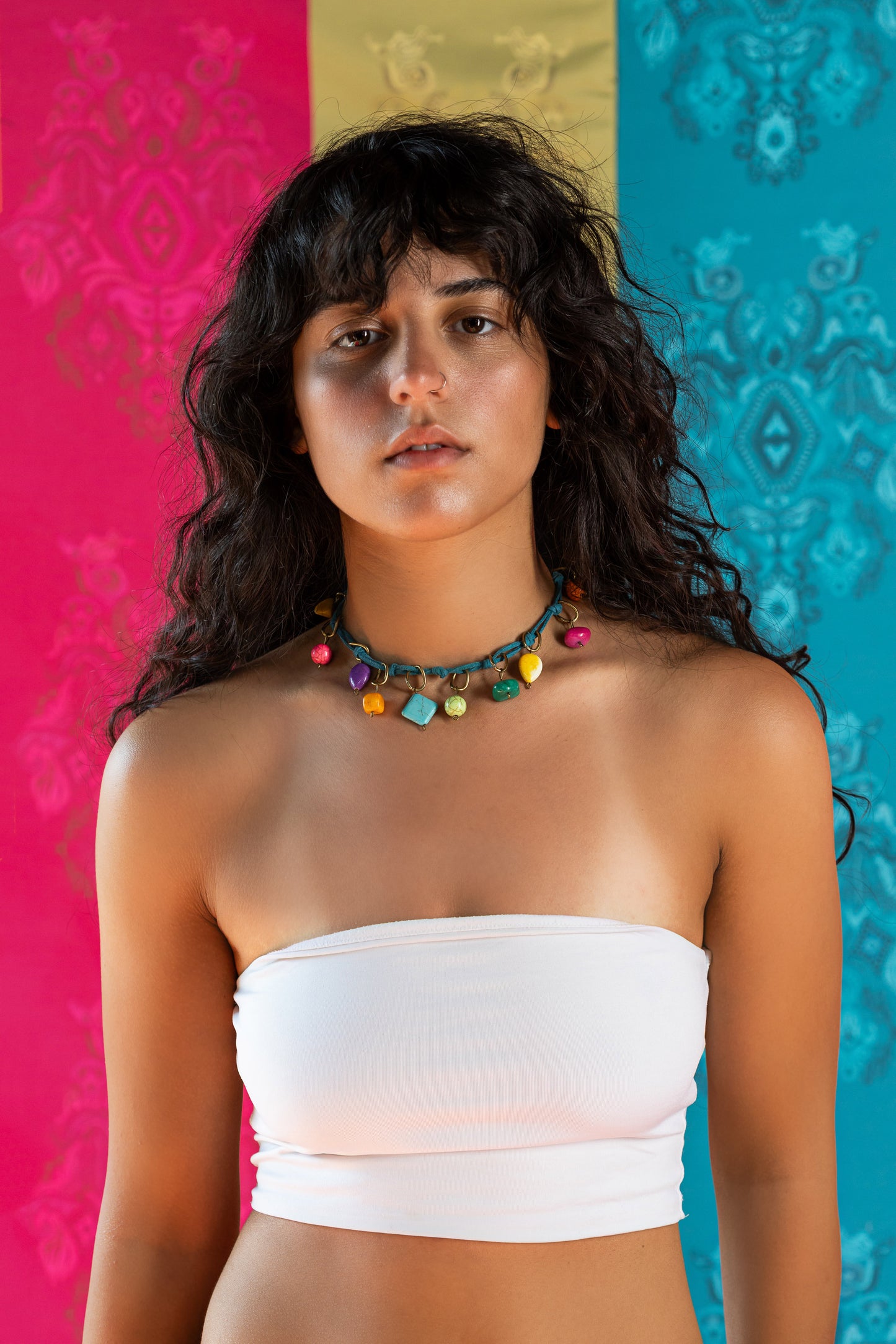 Turquoise Sandy Ocean Cord Necklace