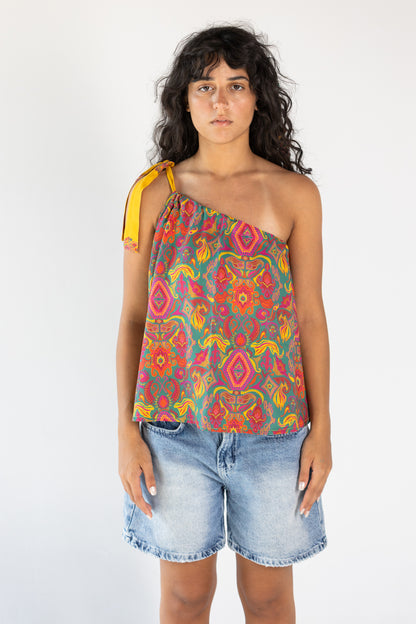 Ciel Et Miel One Shoulder Cotton Top