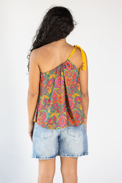 Ciel Et Miel One Shoulder Cotton Top